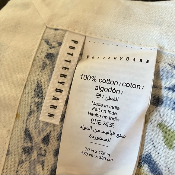 New Pottery Barn Carolle Kalamkari Block Print Tablecloth, Casual Cotton Yellow - Picture 9 of 14